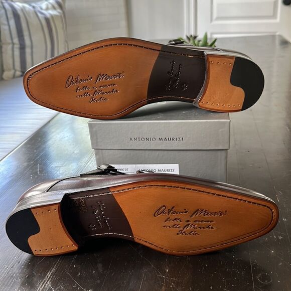 ANTONIO MAURIZI Double Monk Strap Shoe (Men) Size 43 in Wine Color NEW in Box - Picture 2 of 10